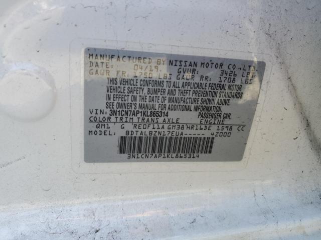 2019 NISSAN VERSA S - 3N1CN7AP1KL865314