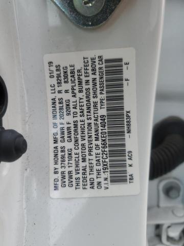 19XFC2F66KE014049 2019 HONDA CIVIC