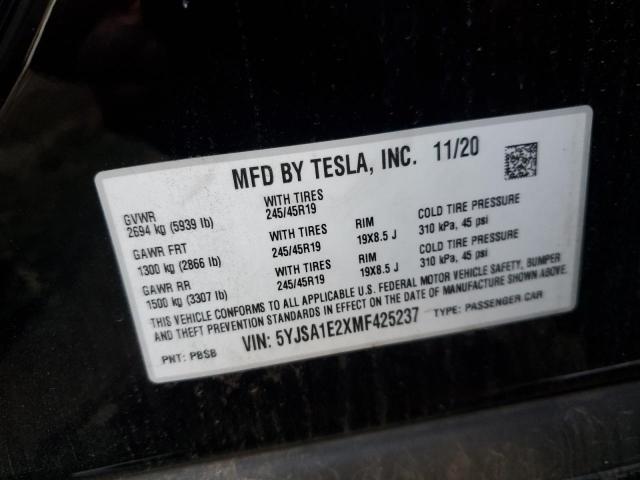 VIN 5YJSA1E2XMF425237 2021 TESLA MODEL S no.13