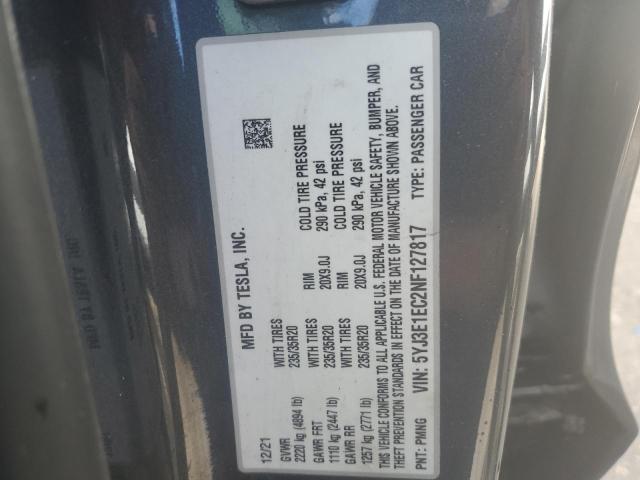 VIN 5YJ3E1EC2NF127817 2022 TESLA MODEL 3 no.13