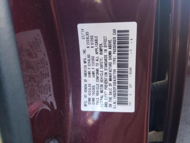 VIN 1HGCR2F3XEA287799 2014 Honda Accord, LX no.12