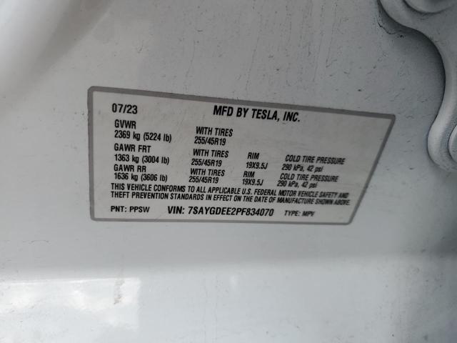 VIN 7SAYGDEE2PF834070 2023 TESLA MODEL Y no.13