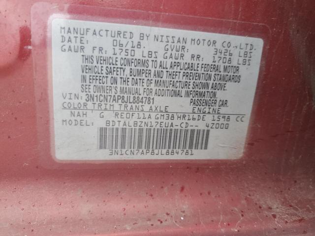 2018 NISSAN VERSA S - 3N1CN7AP8JL884781
