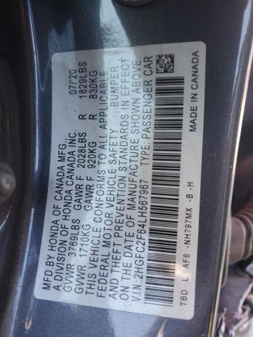 2020 HONDA CIVIC LX - 2HGFC2F64LH567967