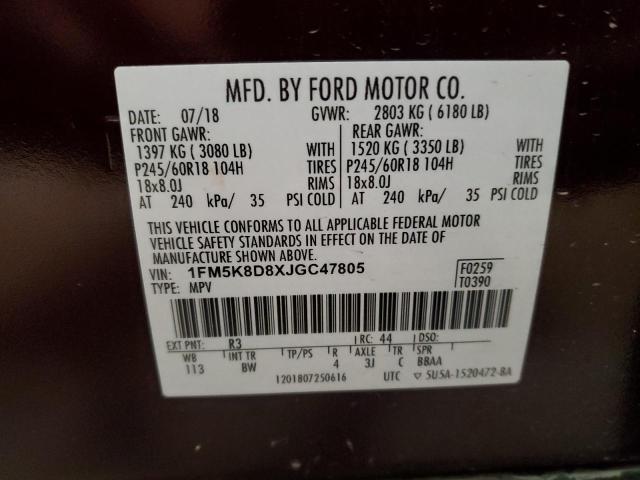 2018 FORD EXPLORER X - 1FM5K8D8XJGC47805