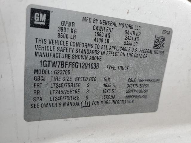 2016 GMC SAVANA G25 1GTW7BFF6G1291038