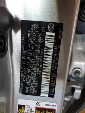 2019 TOYOTA CAMRY L - 4T1B11HK1KU744392
