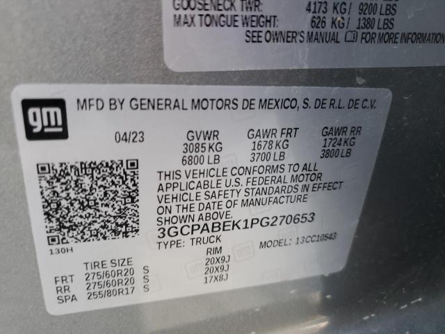 2023 CHEVROLET SILVERADO - 3GCPABEK1PG270653