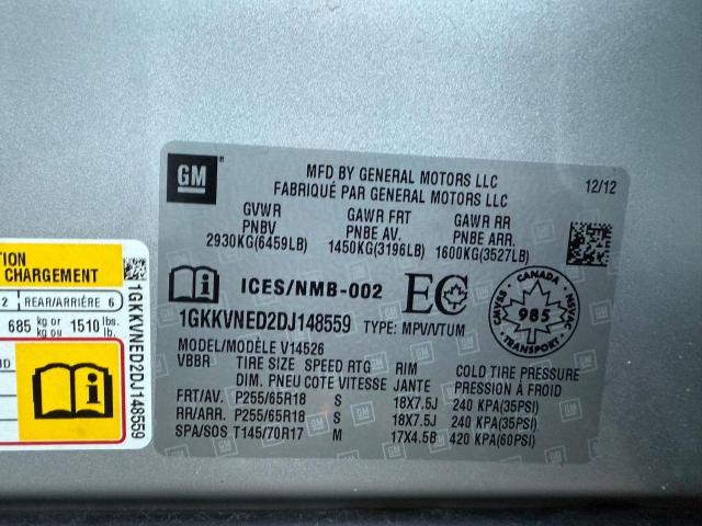 VIN 1GKKVNED2DJ148559 2013 GMC Acadia, Sle no.10