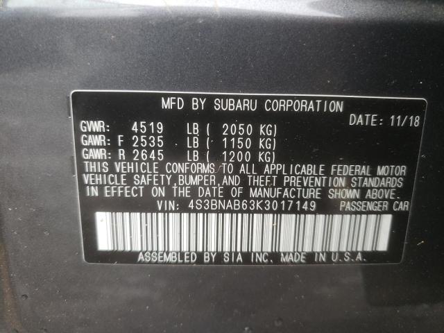 2019 SUBARU LEGACY 2.5 - 4S3BNAB63K3017149