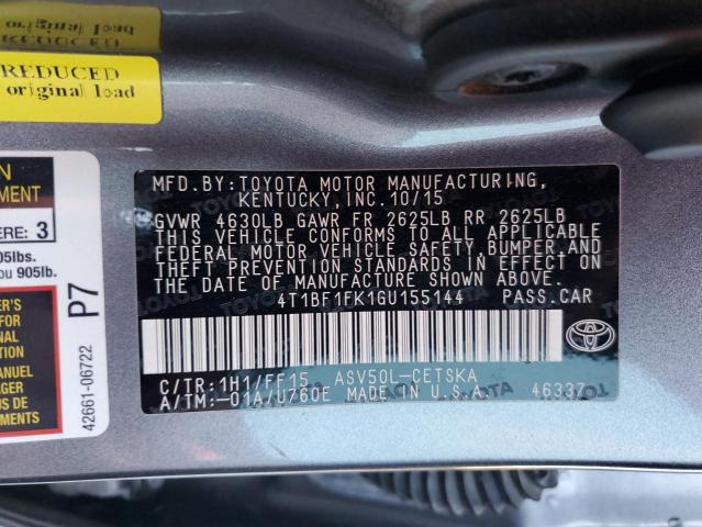 2016 TOYOTA CAMRY LE - 4T1BF1FK1GU155144