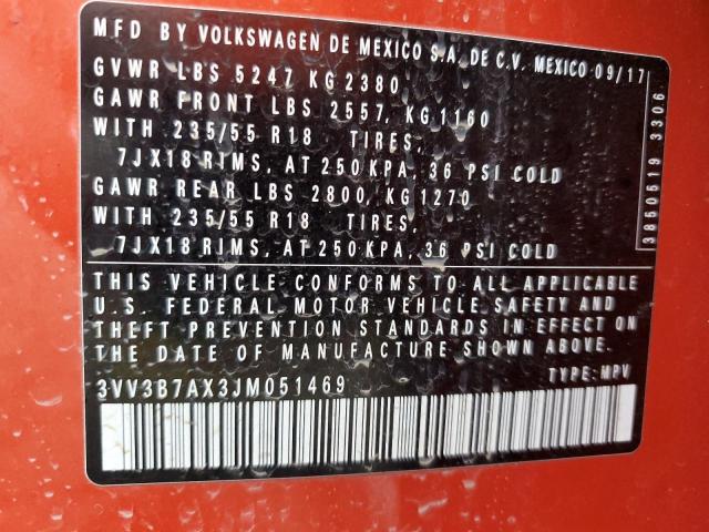 2018 VOLKSWAGEN TIGUAN SE - 3VV3B7AX3JM051469