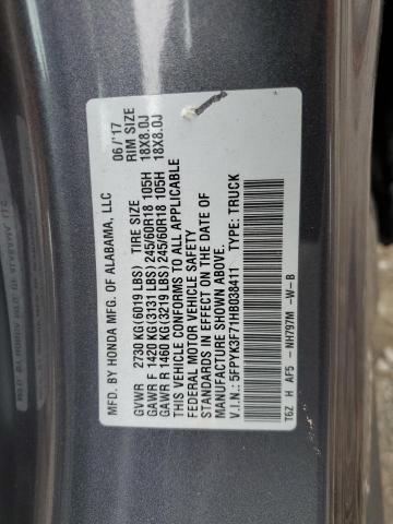 2017 HONDA 1100 5FPYK3F71HB038411