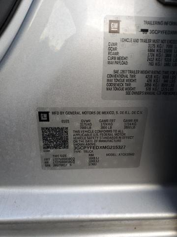 2021 CHEVROLET SILVERADO - 3GCPYFEDXMG215327