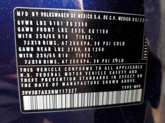 2022 VOLKSWAGEN TIGUAN SE - 3VV3B7AXXNM117327