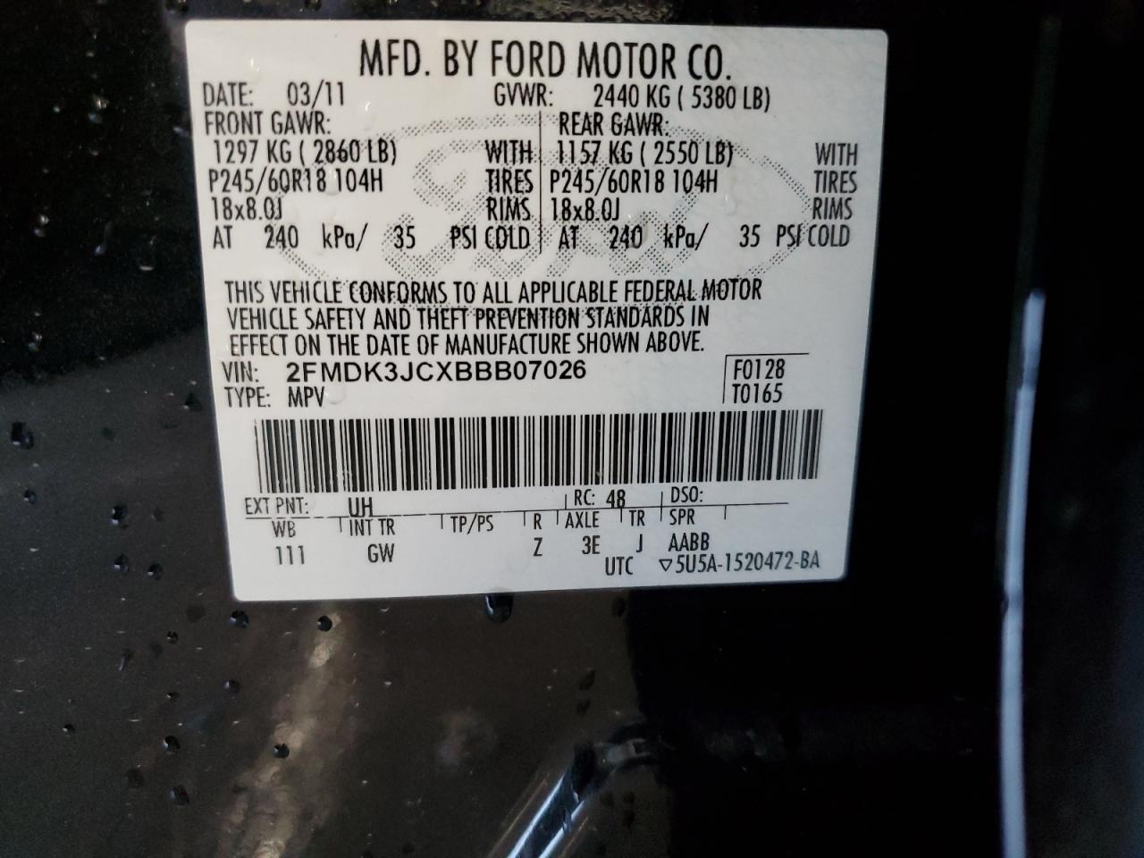 Lot #2969979973 2011 FORD EDGE SEL