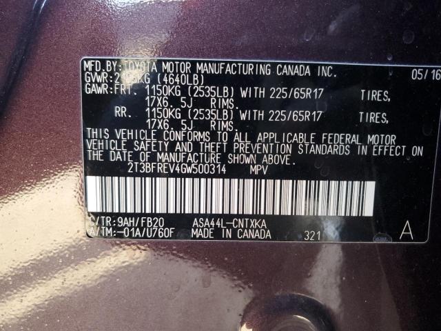 2016 TOYOTA RAV4 LE - 2T3BFREV4GW500314