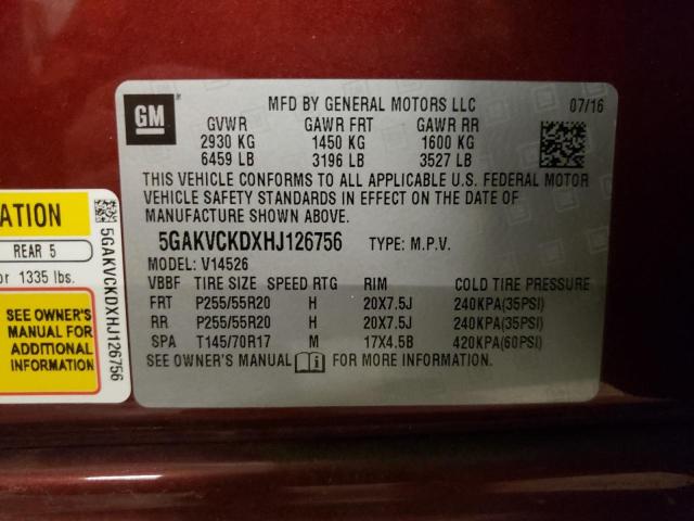 2017 BUICK ENCLAVE - 5GAKVCKDXHJ126756