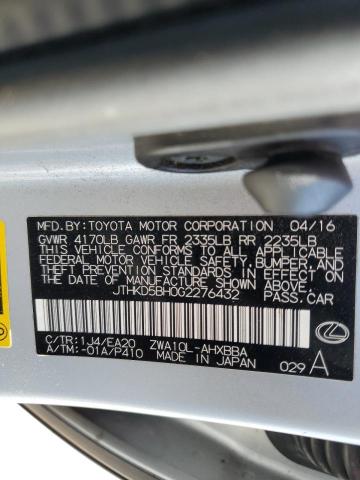 VIN JTHKD5BH0G2276432 2016 LEXUS CT 200 no.12