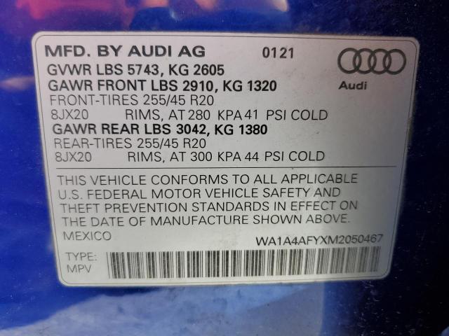 2021 AUDI SQ5 PREMIU WA1A4AFYXM2050467