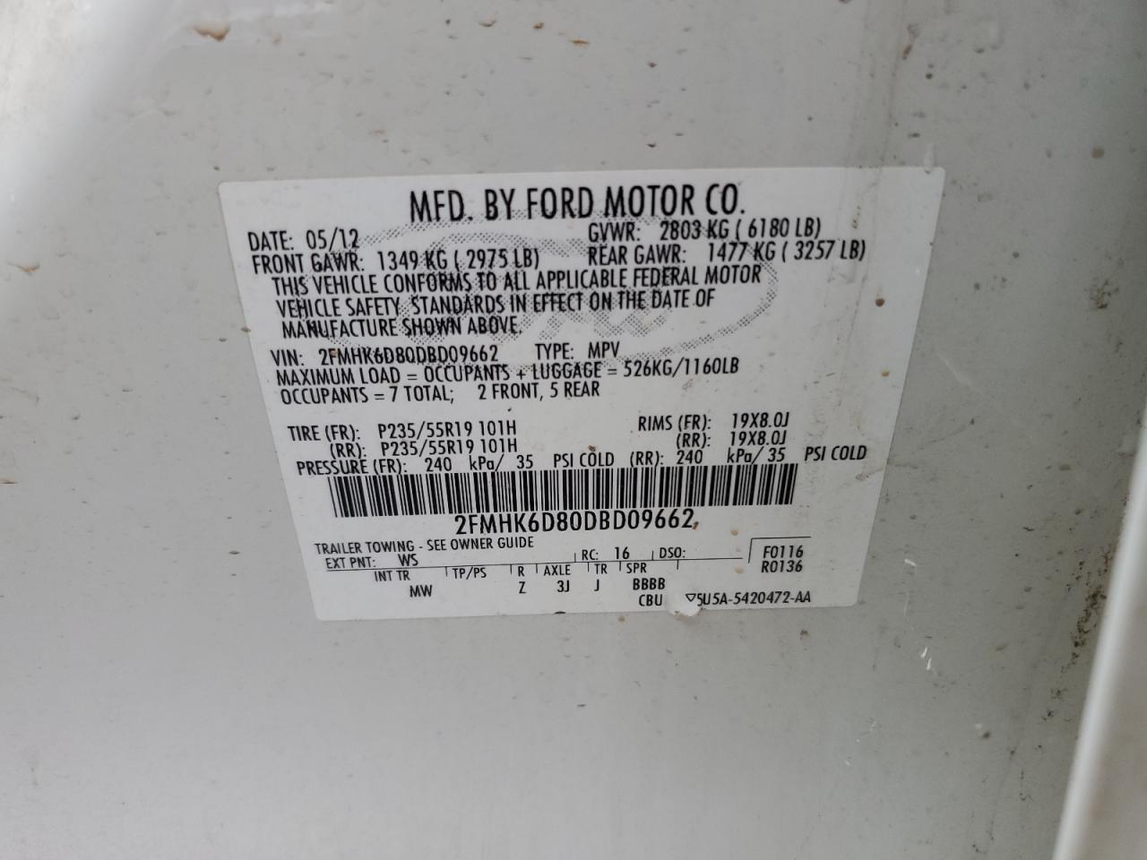 Lot #3004435730 2013 FORD FLEX LIMIT