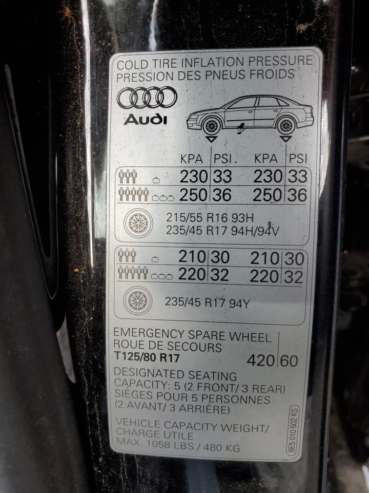 Lot #3009124236 2005 AUDI A4 2.0T QU