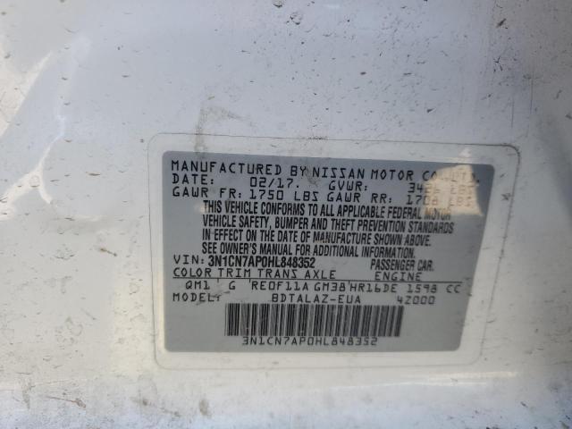 VIN 3N1CN7AP0HL848352 2017 NISSAN VERSA no.12