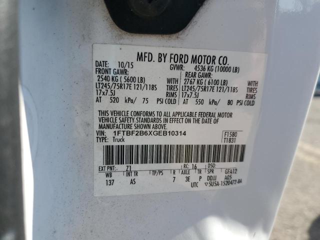 2016 FORD SUPER DUTY 1FTBF2B6XGEB10314