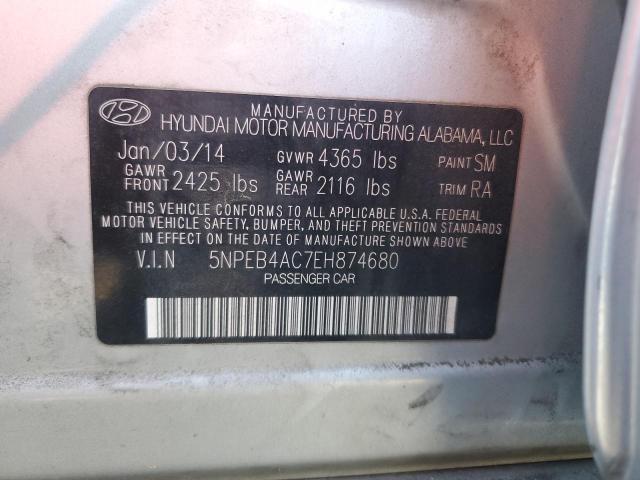 VIN 5NPEB4AC7EH874680 2014 HYUNDAI SONATA no.12