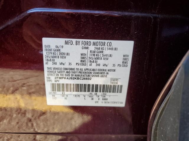 2019 FORD EDGE SEL - 2FMPK4J92KBC26602
