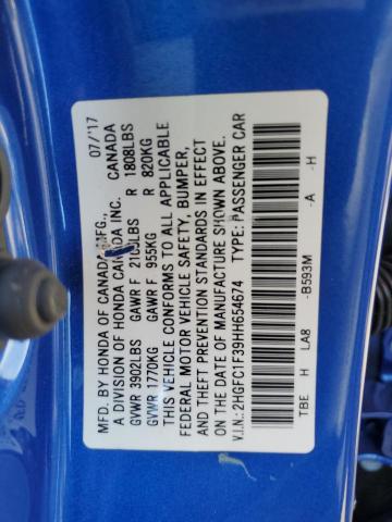 VIN 2HGFC1F39HH654674 2017 Honda Civic, EX no.12