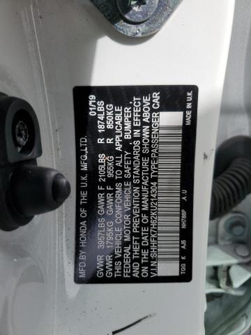 SHHFK7H62KU214304 2019 HONDA CIVIC