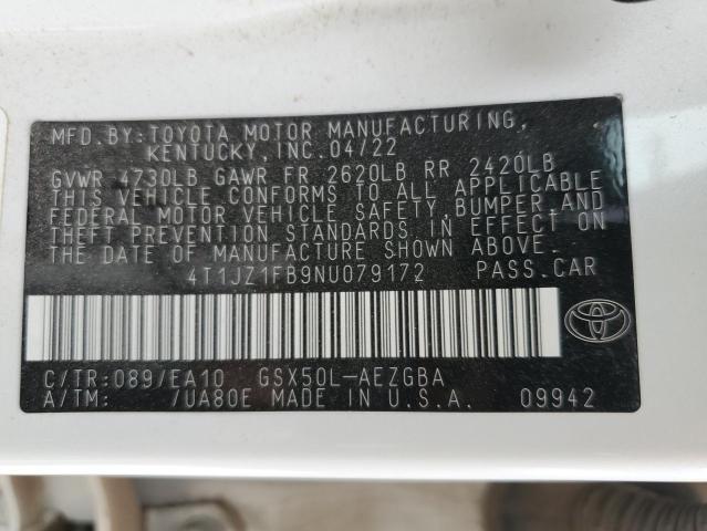 VIN 4T1JZ1FB9NU079172 2022 TOYOTA AVALON no.12