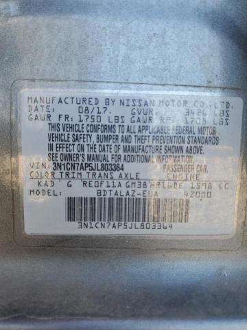 2018 NISSAN VERSA SEDA 3N1CN7AP5JL803364