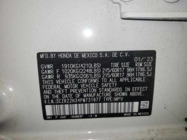 VIN 3CZRZ2H34PM731877 2023 Honda HR-V, LX no.13