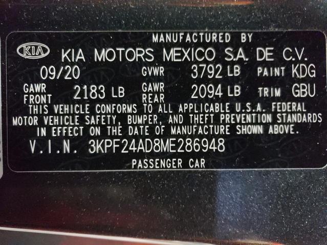 VIN 3KPF24AD8ME286948 2021 KIA FORTE no.13