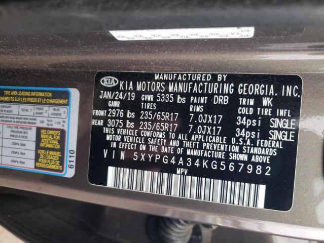 2019 KIA SORENTO L - 5XYPG4A34KG567982