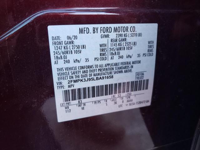 VIN 2FMPK3J95LBA91658 2020 FORD EDGE no.13