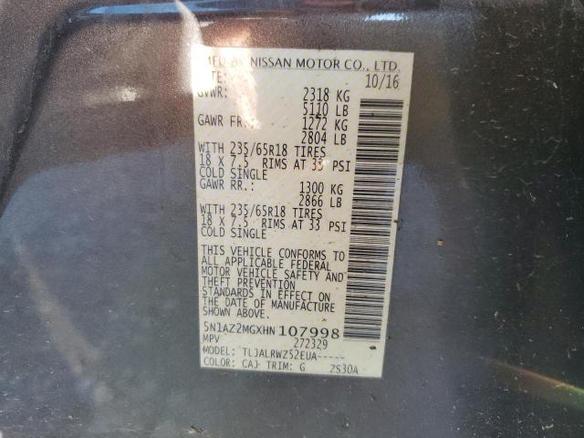 2017 NISSAN MURANO S - 5N1AZ2MGXHN107998
