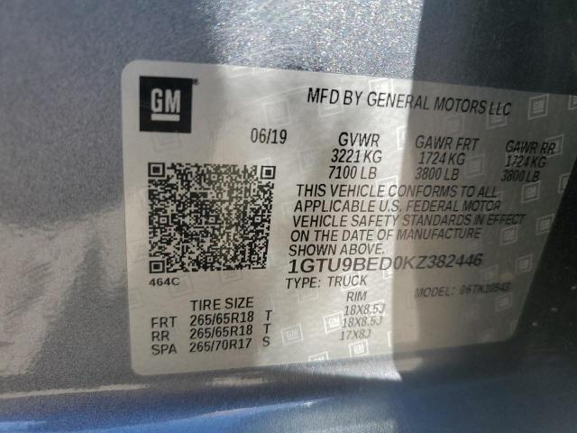 2019 GMC SIERRA K15 - 1GTU9BED0KZ382446