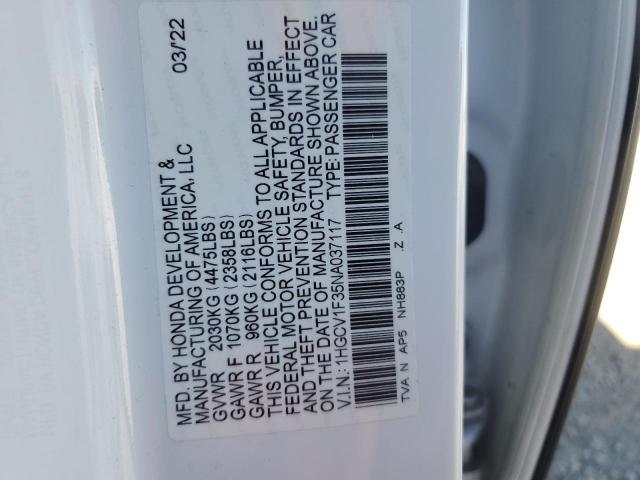 VIN 1HGCV1F35NA037117 2022 HONDA ACCORD no.12