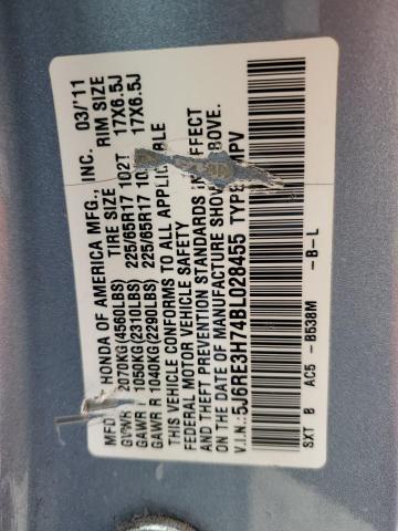 5J6RE3H74BL028455 2011 HONDA CRV