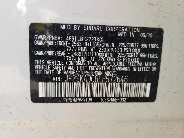 2020 SUBARU FORESTER JF2SKADC6LH572646