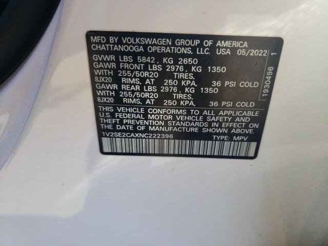 2022 VOLKSWAGEN ATLAS CROS - 1V2SE2CAXNC222396