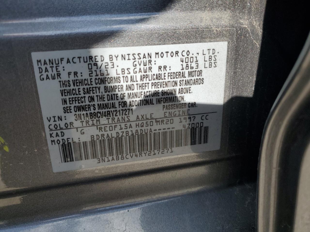 Lot #2962288020 2024 NISSAN SENTRA SV