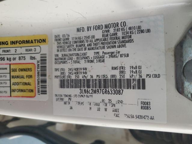 2016 LINCOLN MKZ BLACK 3LN6L2M97GR633087