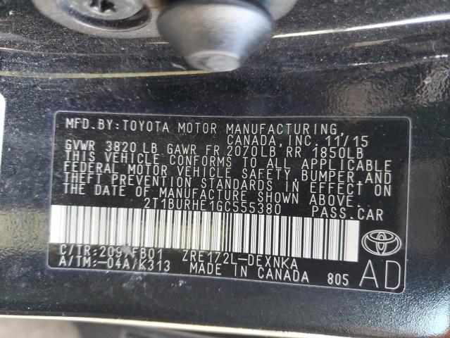 2016 TOYOTA COROLLA L - 2T1BURHE1GC555380