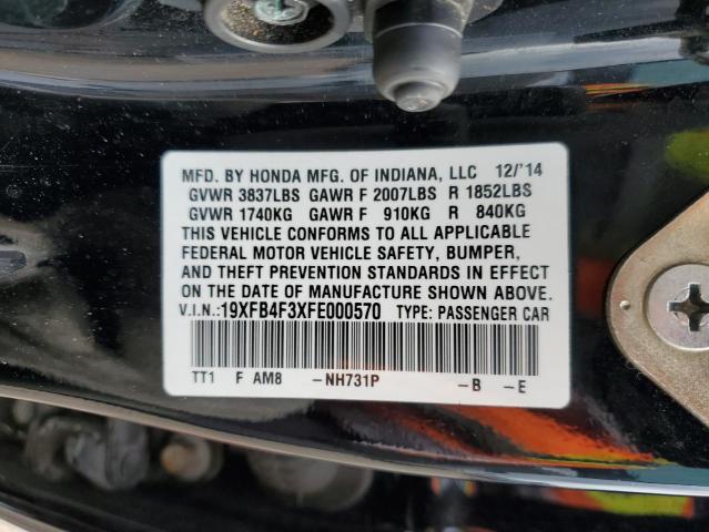 VIN 19XFB4F3XFE000570 2015 HONDA CIVIC no.12