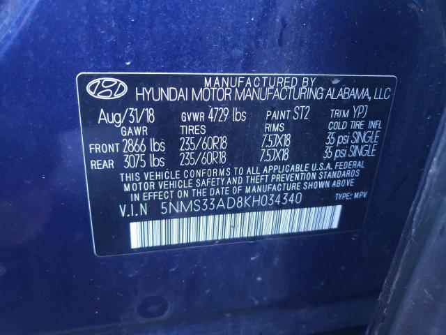 VIN 5NMS33AD8KH034340 2019 HYUNDAI SANTA FE no.14