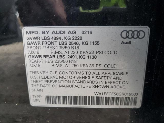 2016 AUDI Q3 PREMIUM - WA1EFCFS6GR018503